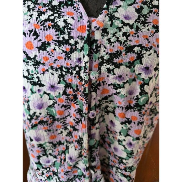 Anthropologie Floral Button-Front Sleeveless Top With Ruffle Collar L - Picture 2 of 8